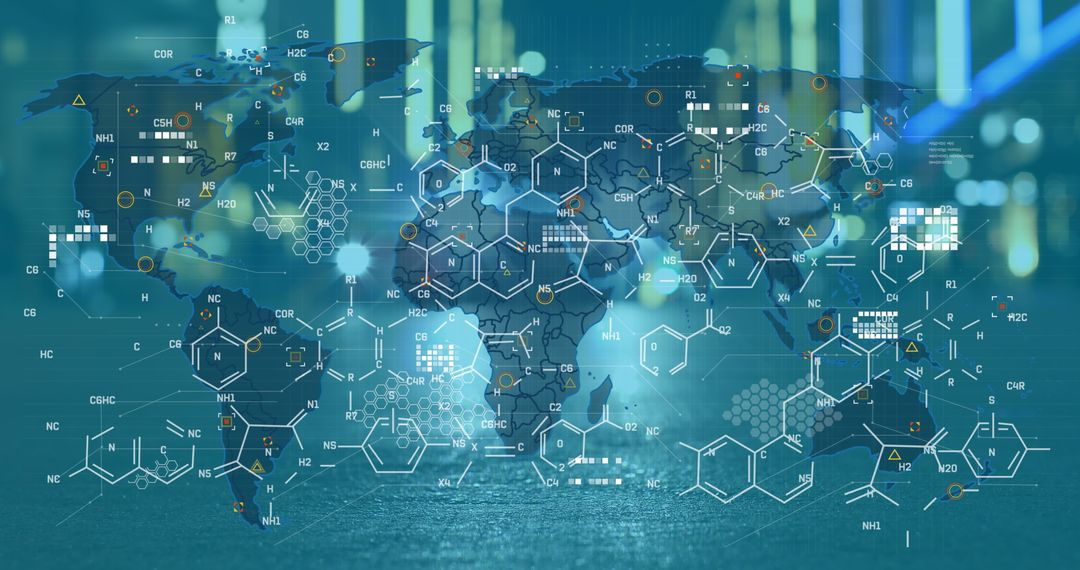 Global Science and Technology Concepts with Chemical Formulas