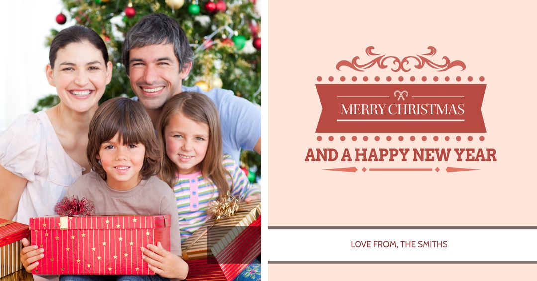 Joyful Family Celebrating Christmas With Cheer and Gifts