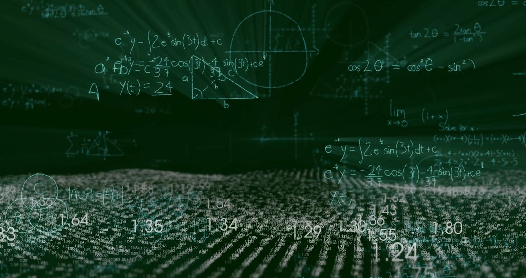 Futuristic Analysis: Math Formulas floating in Virtual Data Space