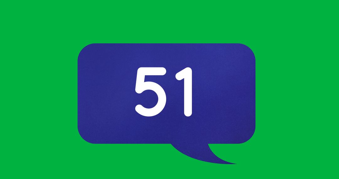 Blue Chat Bubble with Increasing Numbers on Green Background
