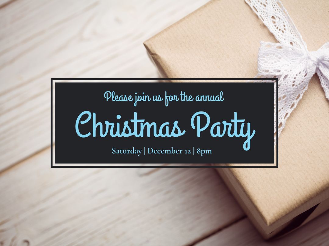 Elegant Gift-themed Christmas Party Invitation on Wooden Background - Download Free Stock Templates Pikwizard.com