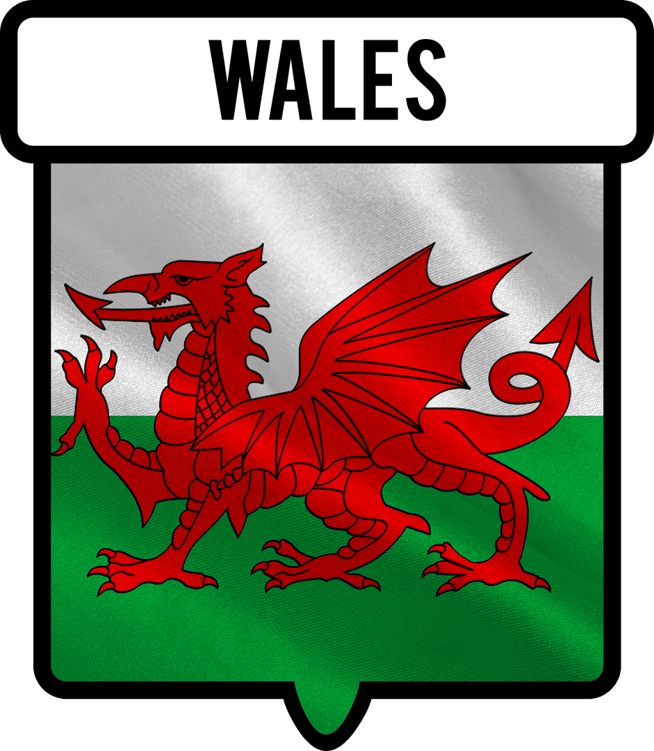 Transparent Welsh Flag with Decorative Text Design