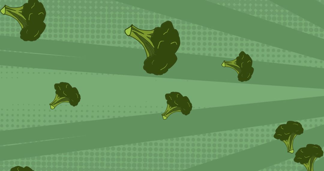 Broccoli Pattern on Vivid Green Backdrop for Vegan Themes