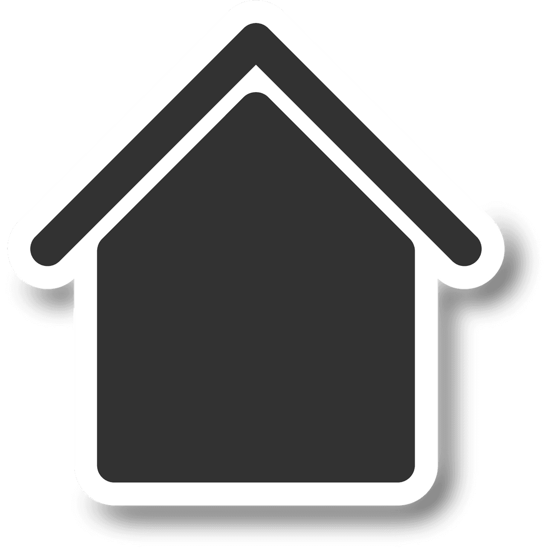 Simple Black and White House Icon on Transparent Background