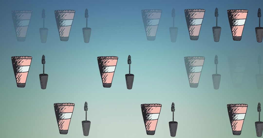 Stylish Mascara Icons on Gradient Background Pattern