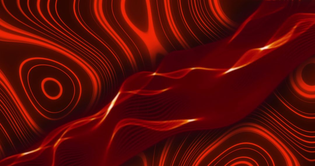 Dynamic Red Wave Pattern with Abstract Energy Flow