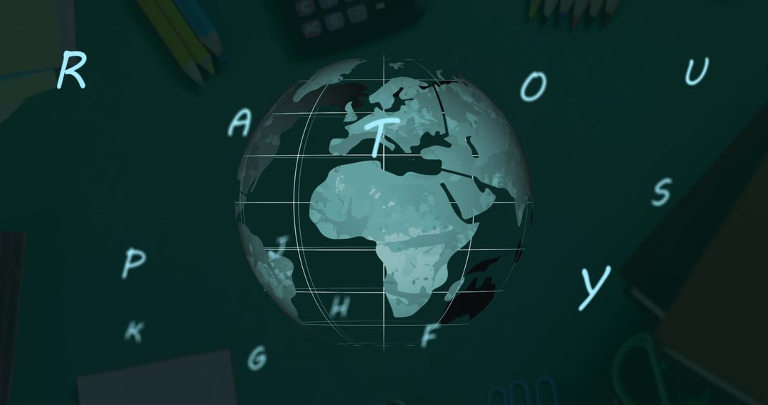 Educational Concept with Floating Alphabets and Spinning Globe