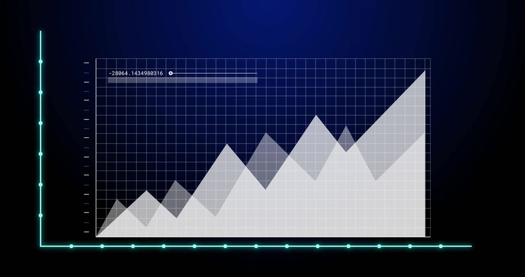 Futuristic Data Visualization with Rising Graph on Blue Grid