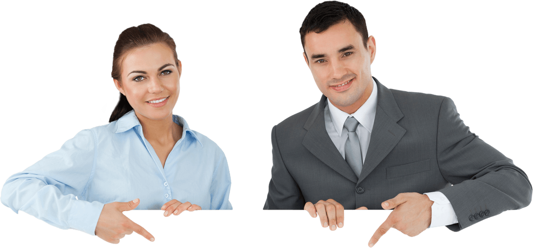 Business Colleagues Showing Sign on Transparent Background