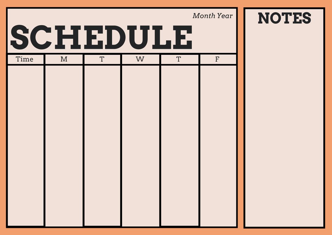 Weekly Schedule Template with Note-Taking Section for Efficient Planning - Download Free Stock Images Pikwizard.com