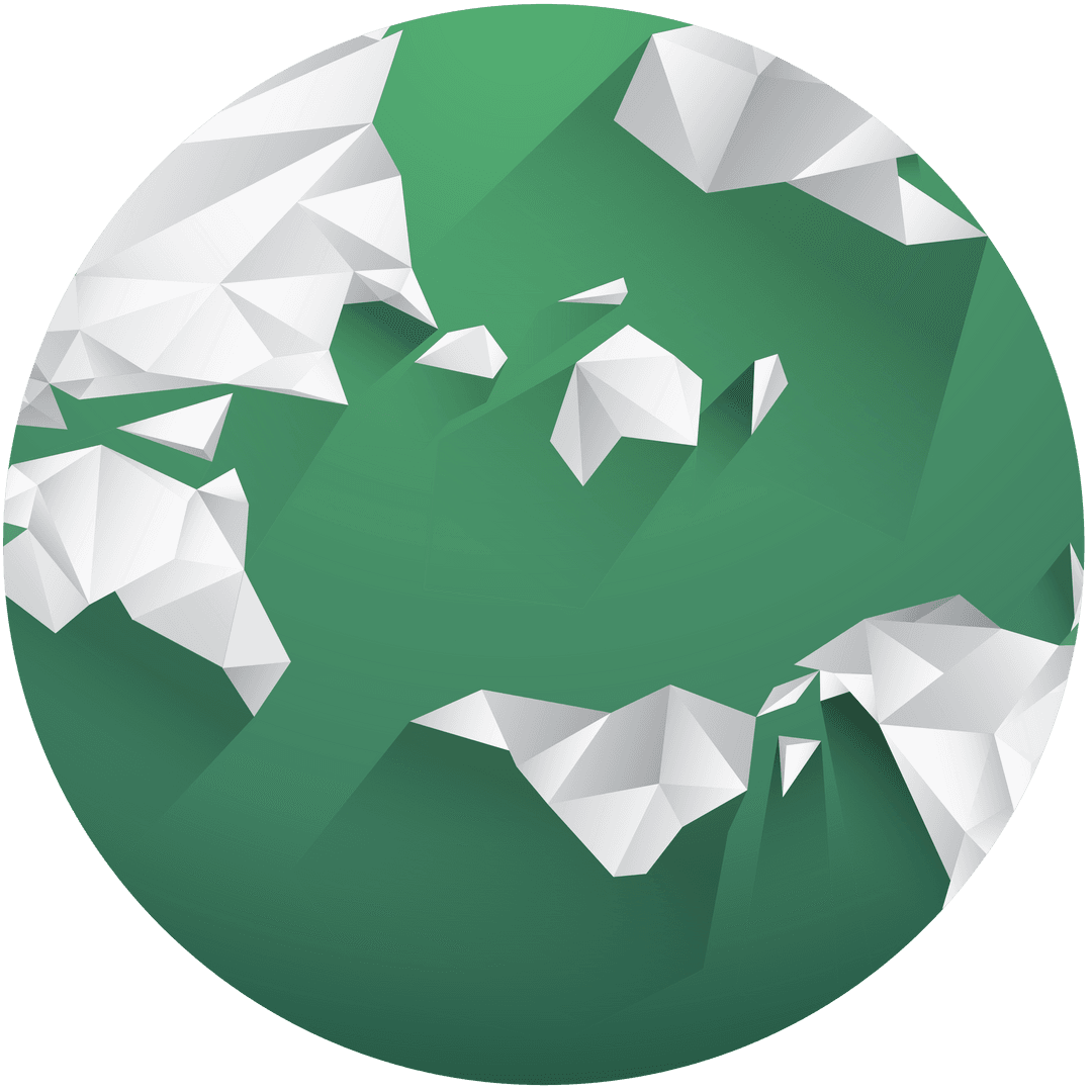 Geometric Green Globe Illustration on Transparent Background