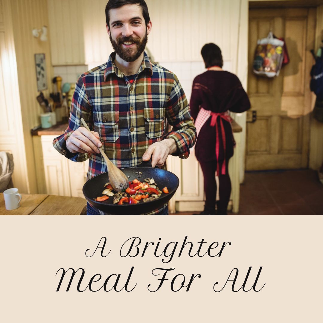 Happy Man Cooking Fresh Vegetables Promoting Healthy Eating