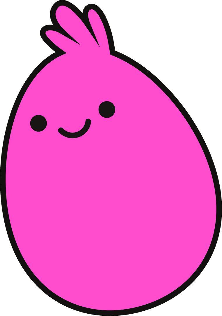 Friendly Magenta Blob Character with Cute Tuft on Transparent