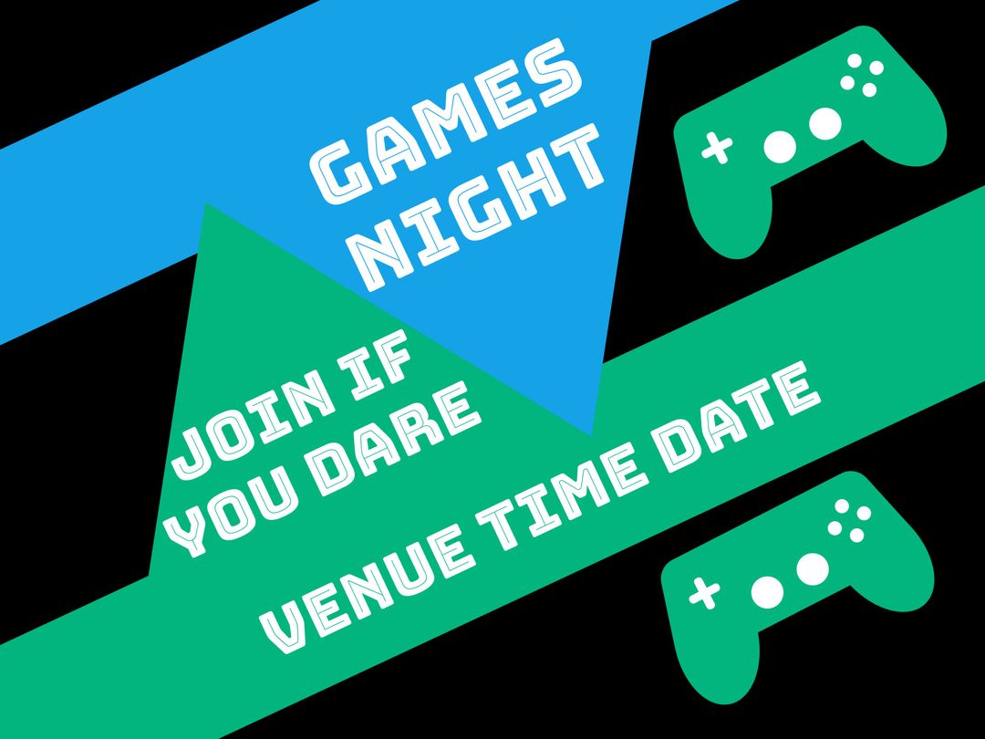 Vibrant Games Night Poster With Bold Typography