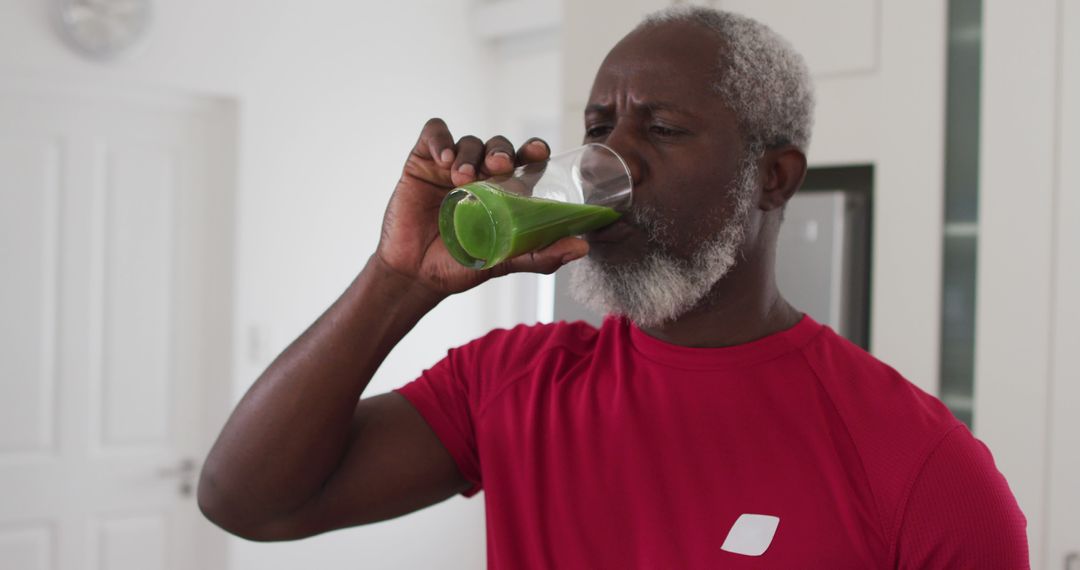 Senior Man Drinking Healthy Green Smoothie at Home - Free Images, Stock Photos and Pictures on Pikwizard.com