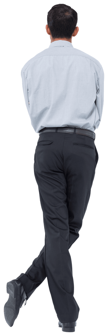 Rear View of Businessman Walking Forward Transparent Background
