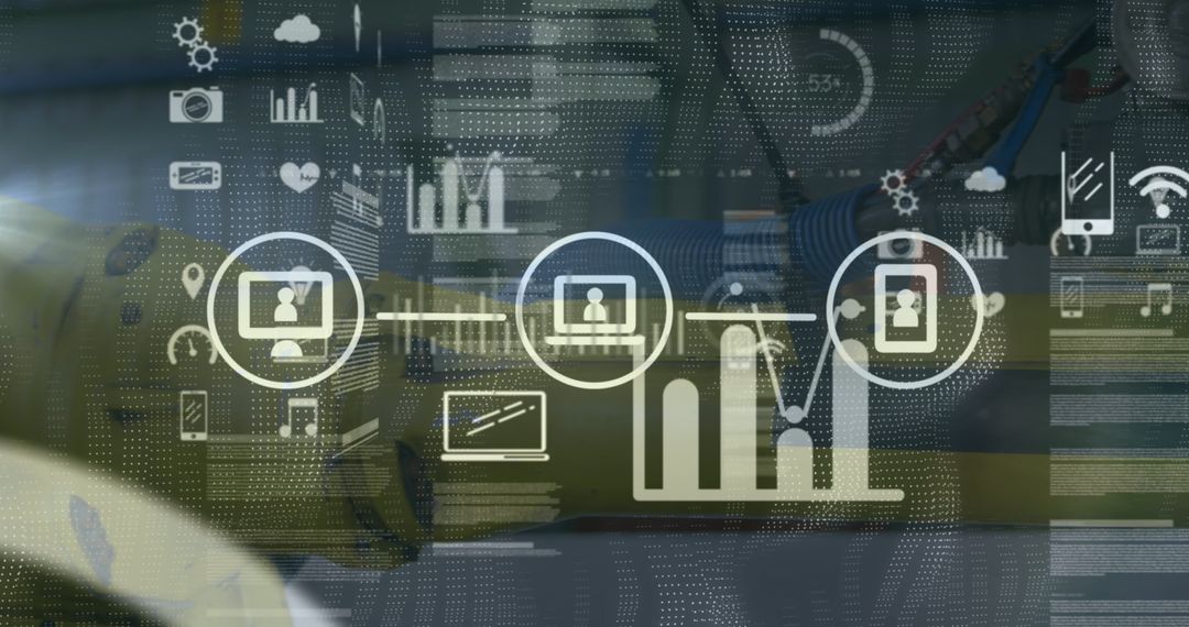 Futuristic Industrial Networking Concept with Digital Overlay