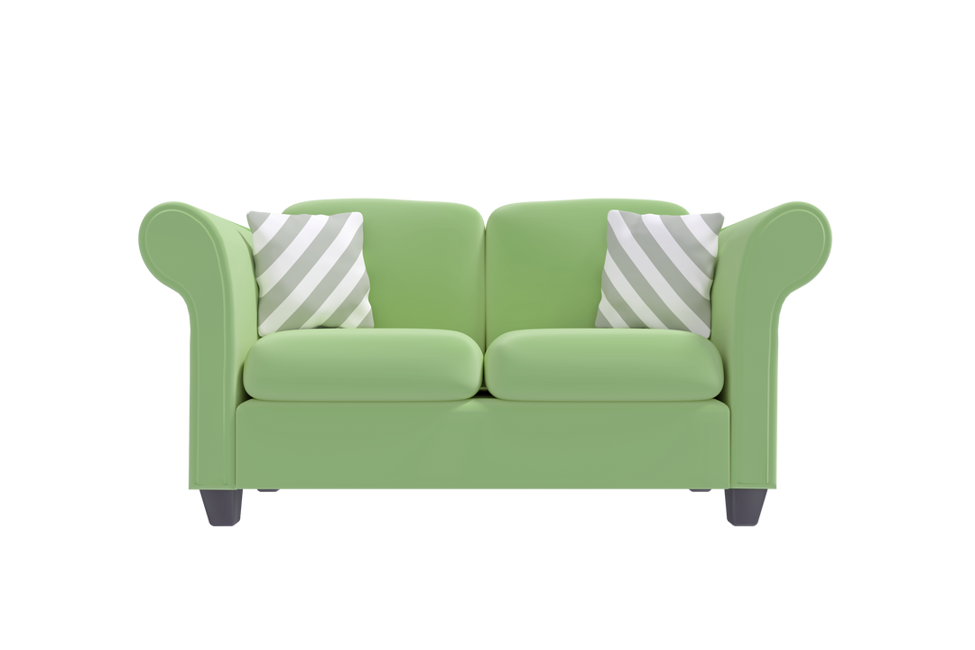 Green Sofa and Upholstered Cushions with Transparent Background - Download Free Stock Images Pikwizard.com