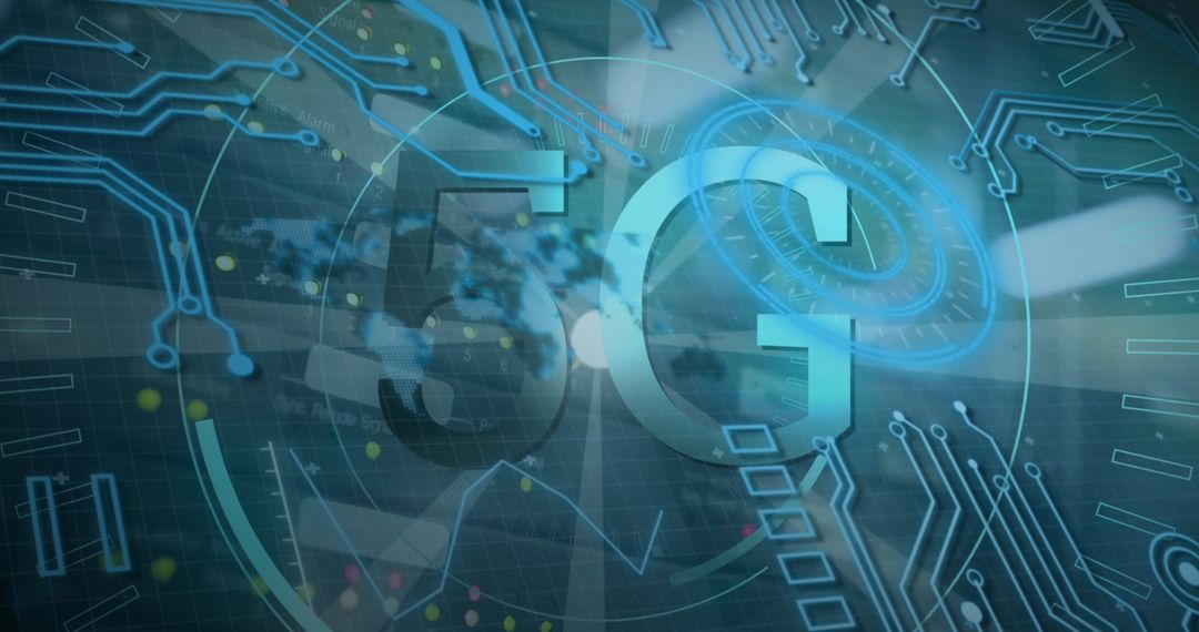 5G Technology with Digital Circuit Network Graphics