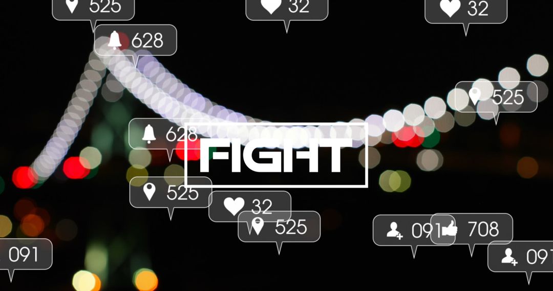 Digital Social Media Alerts and Notifications Over Dark Bokeh Background