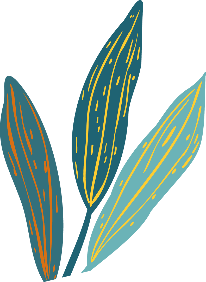 Minimalist Botanical Leaves with Orange and Yellow Veins