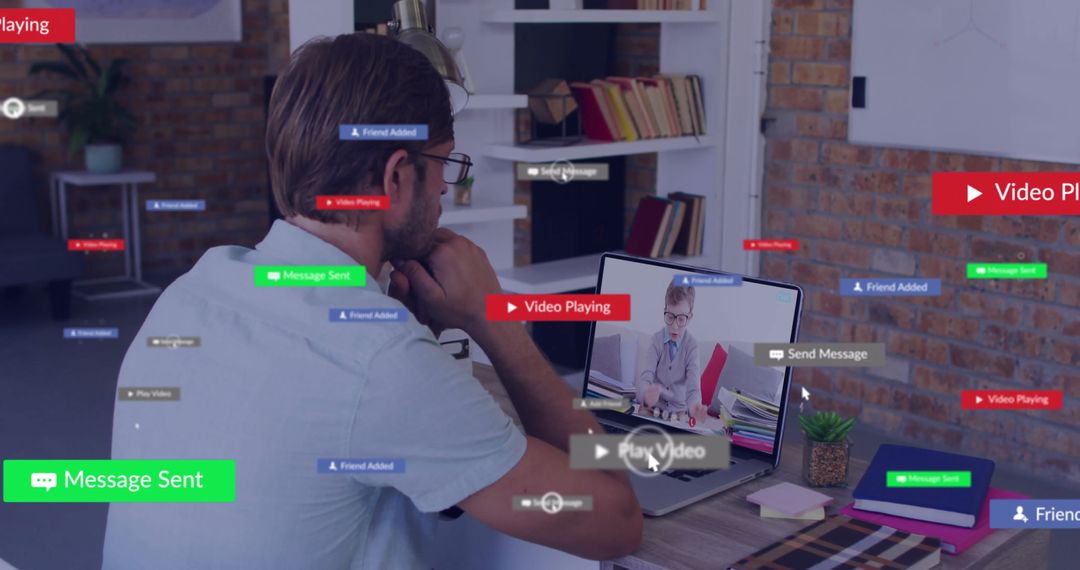 Professional Working at Home Office with Child on Video Call