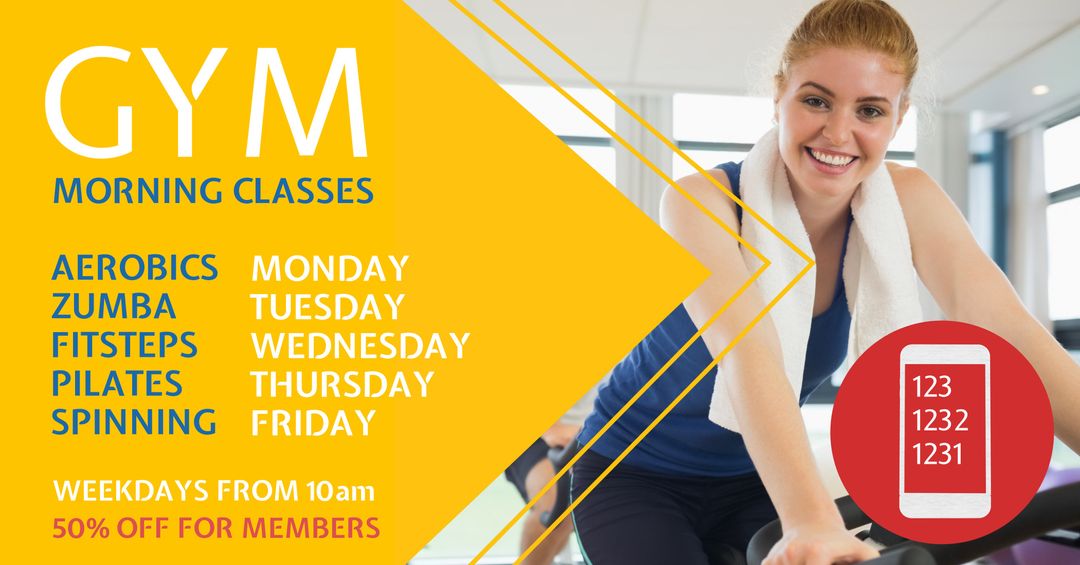 Energetic Woman Promoting Morning Fitness Classes