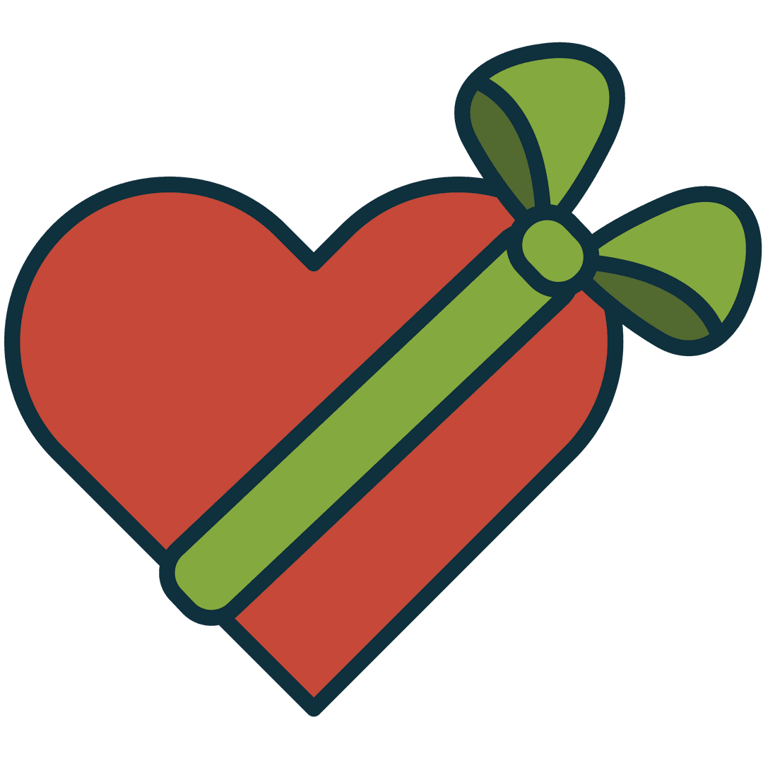 Romantic Heart Symbol with Ribbon on Transparent Background