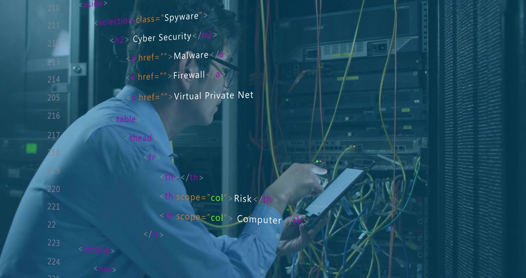 IT Technician Analyzing Server Room Infrastructure