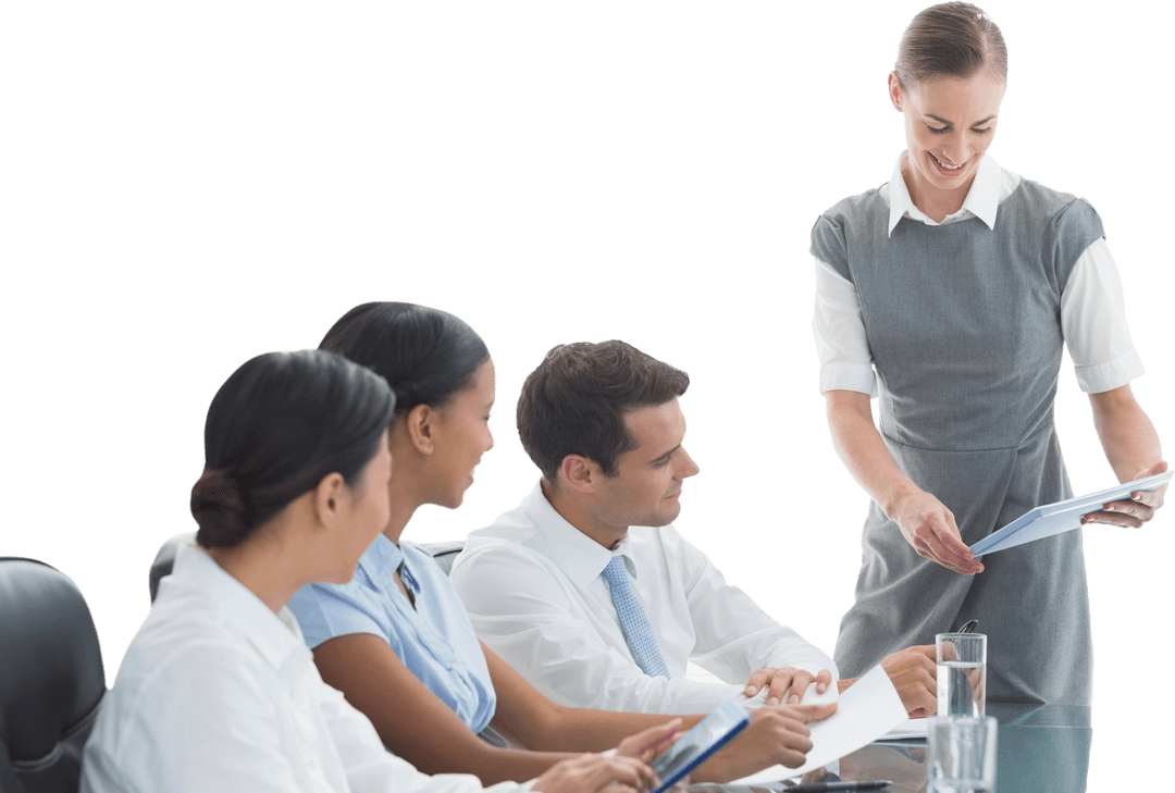 Transparent Business Team Collaborating Meeting Presentation