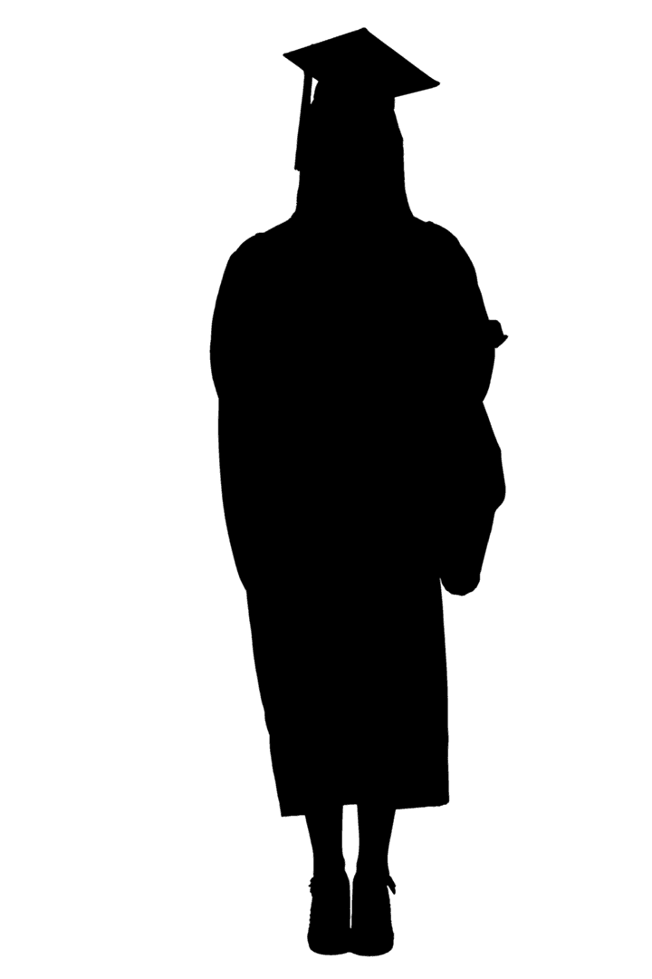 Transparent Silhouette of Female Student in Learning Pose