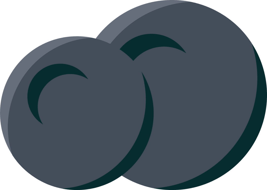 Minimalist Dark Grey Overlapping Circles Illustration Transparent Background