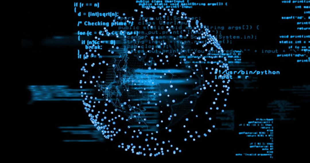 Digital globe with code: global technology concept