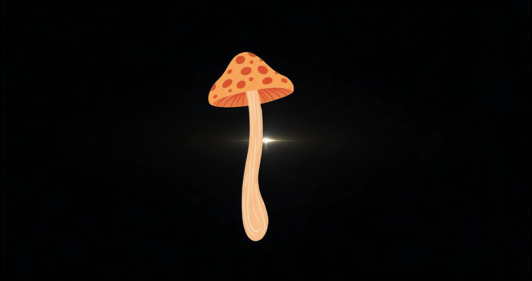 Glowing Floating Mushroom with Spotted Cap and Subtle Lens Flare Minimalist Fantasy