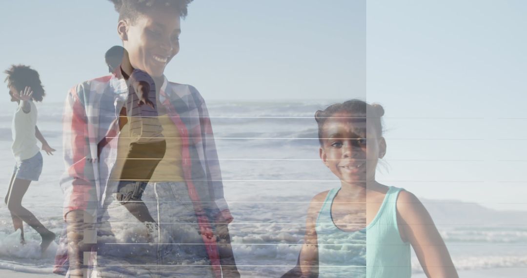 Carefree Family Beach Day with Joyful Splashing