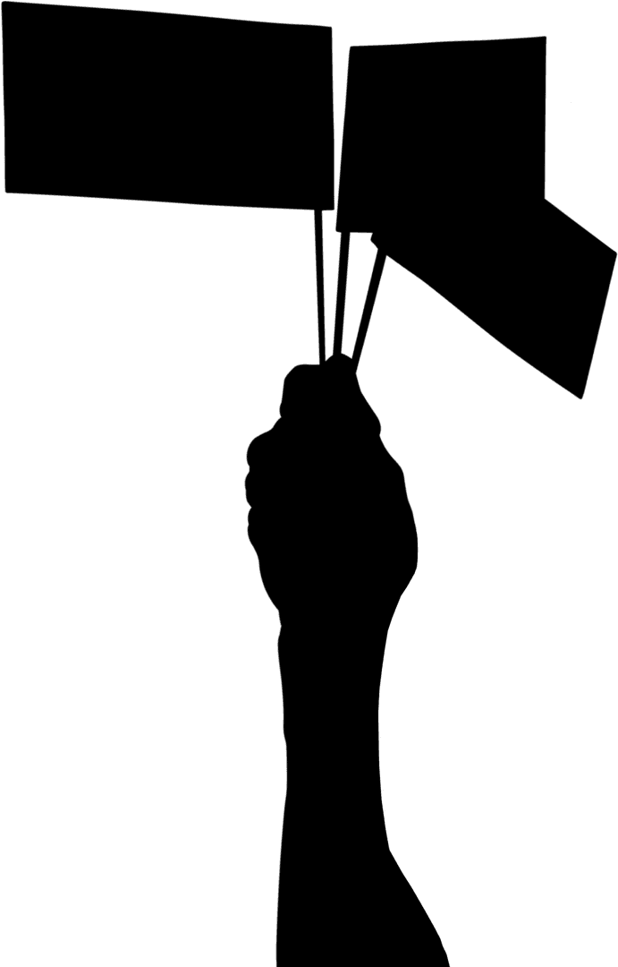 Transparent Silhouette of Hand Holding Flags Against White