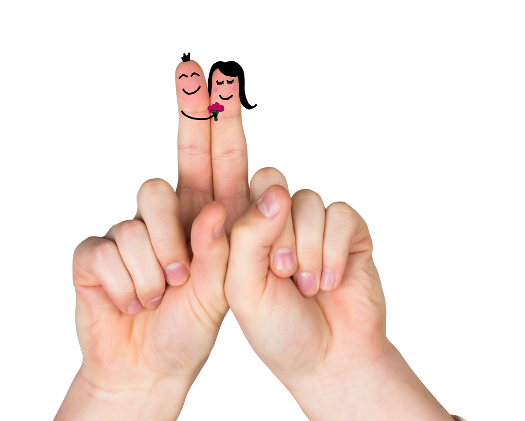 Couple of Fingers with Embracing Faces on Transparent Background - Download Free Stock Images Pikwizard.com