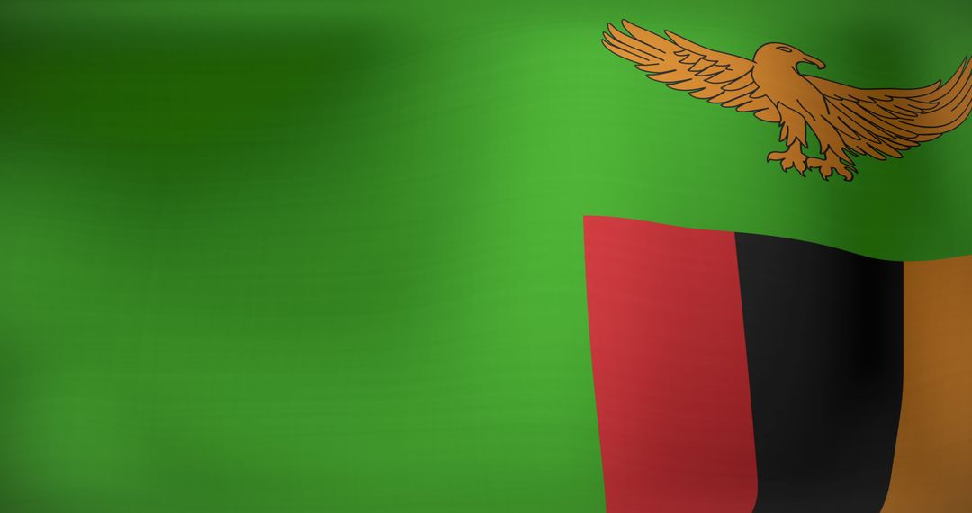 Waving Flag of Zambia with Eagle Emblem