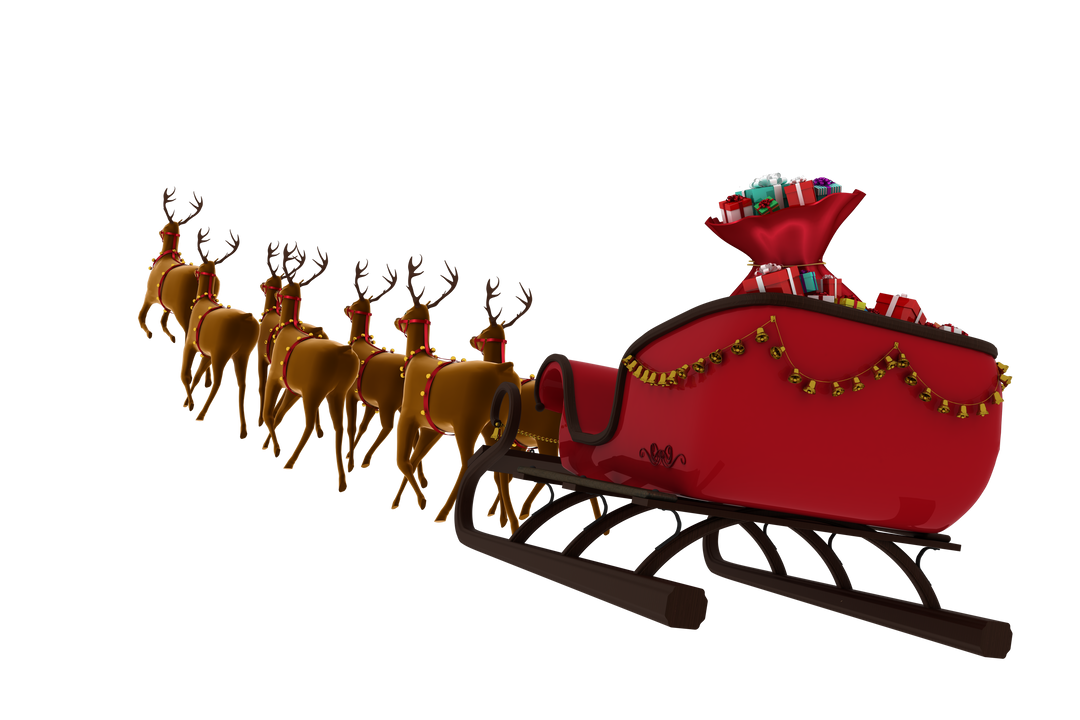 Transparent Image Reindeer Pulling Sleigh with Christmas Gifts - Download Free Stock Images Pikwizard.com