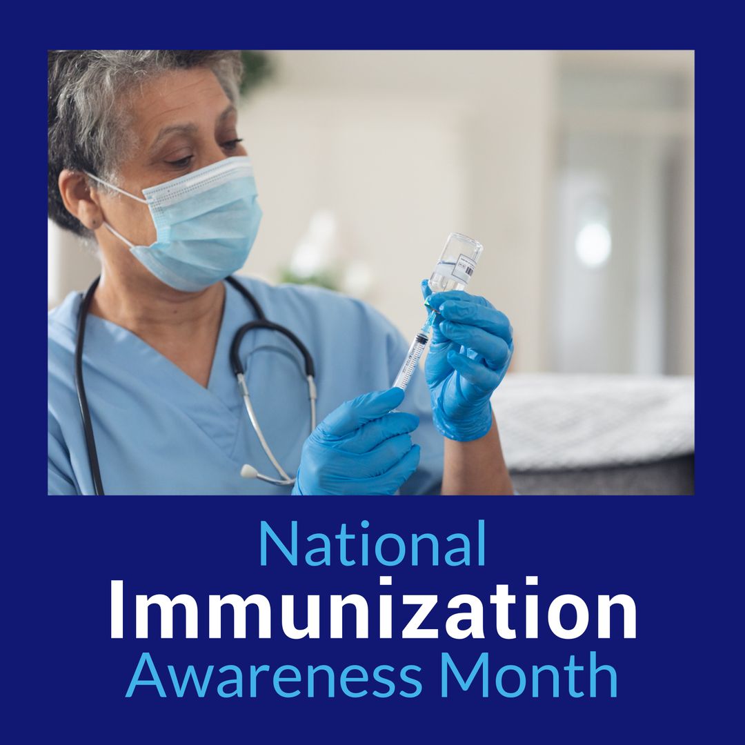 Healthcare Professional Promotes Immunization During Awareness Month - Download Free Stock Templates Pikwizard.com