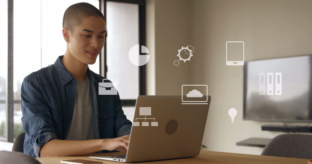 Young Professional Engaging with Digital Financial Interface