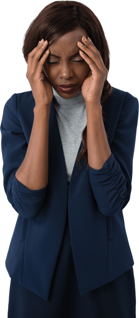Transparent Background Businesswoman Suffering from Headache