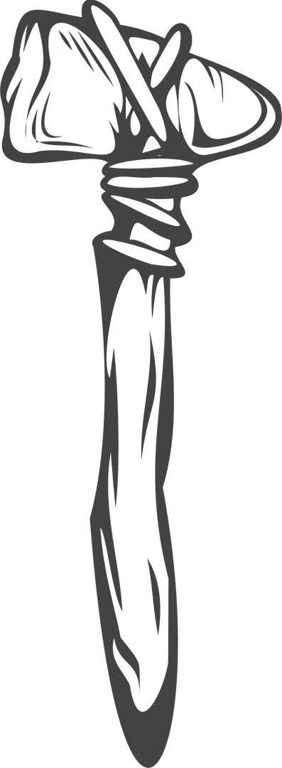 Primitive Stone Hammer on Transparent Background
