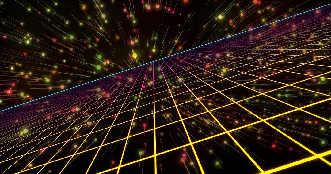 Futuristic Neon Grid in Expansive Cyberspace Design