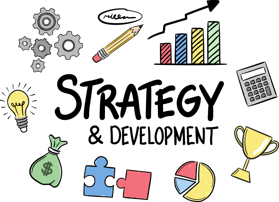 Business Strategy Icons on Transparent Background Editable Vector Set