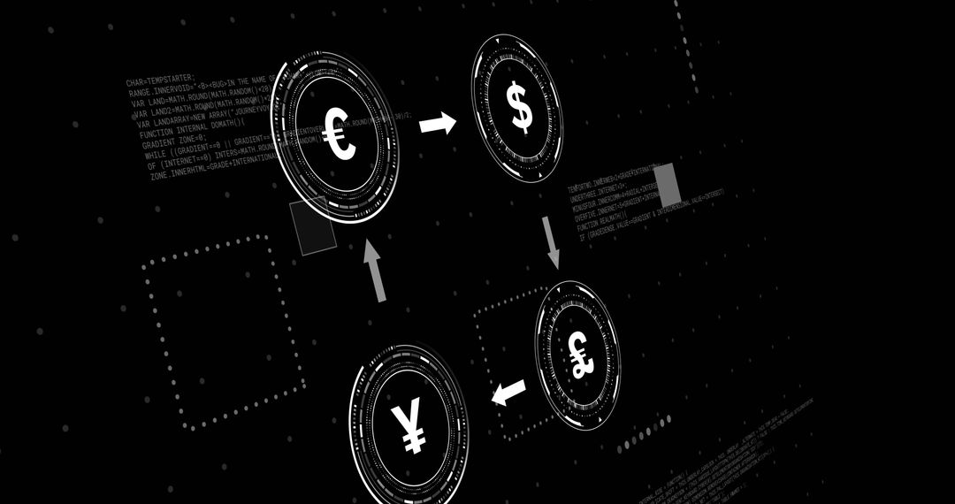 Digital Currency Symbols Illustrating Global Transactions