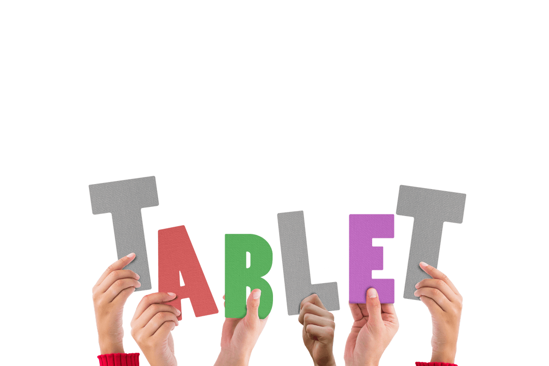 Multicolor Letters Spelling 'Tablet' on Transparent Background