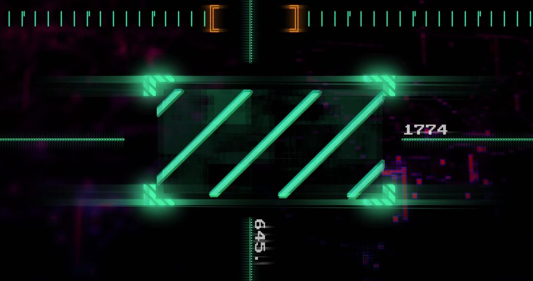 Futuristic Neon Green Interface with Digital Display Elements