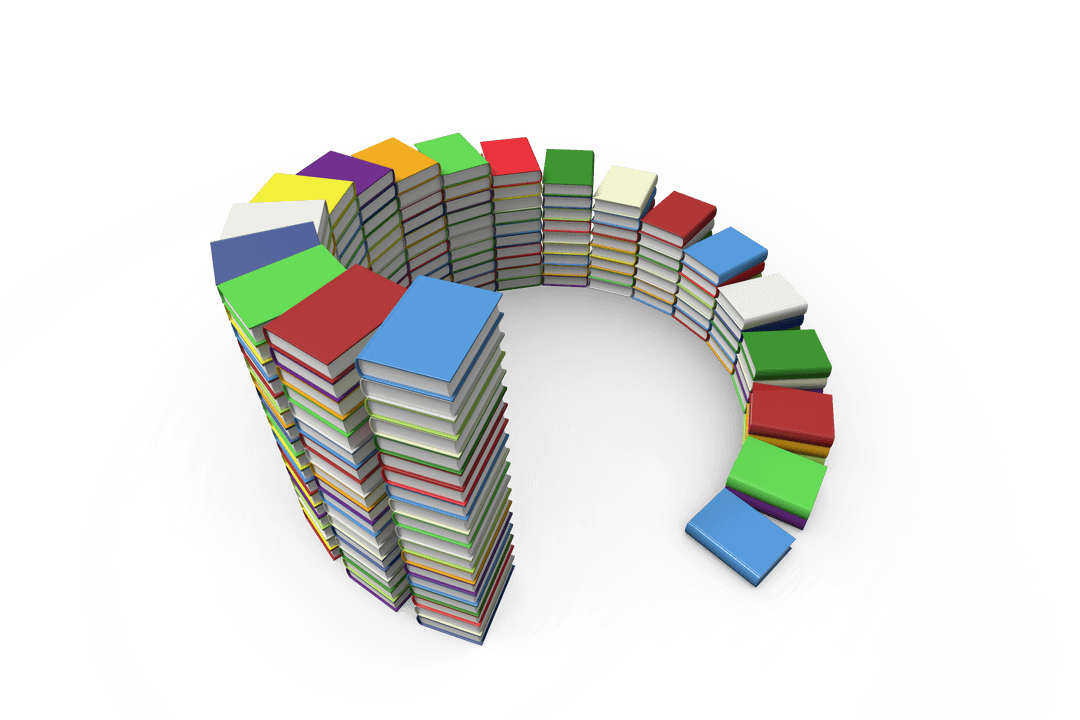 Transparent Curved Stack of Colorful Books Illustration