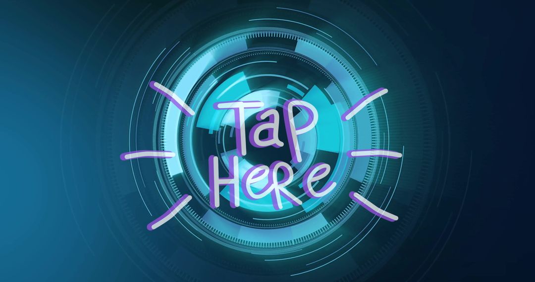 Futuristic Circular Interface with 'Tap Here' Highlighted
